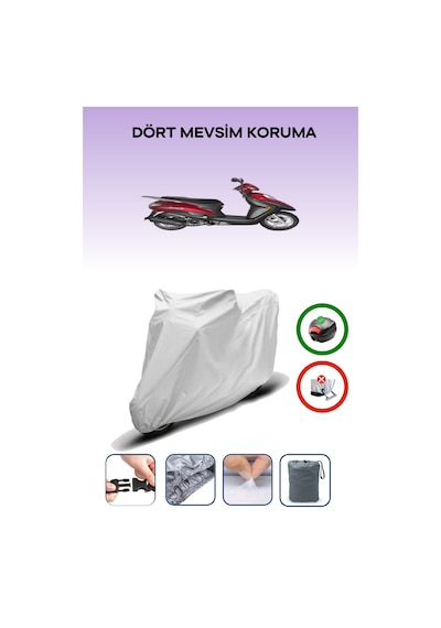 Gri Arka Çanta Uyumlu Haojue Vh 125 Uyumlu Motosiklet Brandası Motor Örtüsü