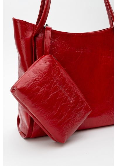 Dericlub Nova Kadın Çift Saplı Shopper Çanta Gerçek Deri Koyu Kırmızı Koyu Kırmızı