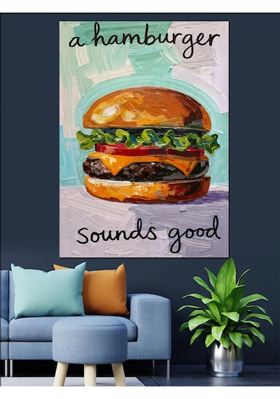 Hamburger Sounds Good Posteri Dekoratif Kanvas - Mdf Ahşap Tablo
