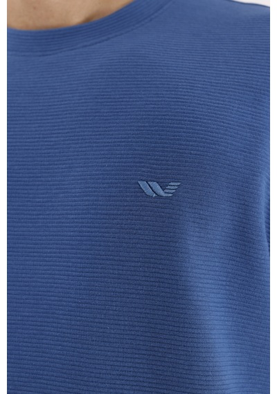 Rowinger Yatay Dokulu Ottoman Yüzey Tonal Logo Detaylı Bisiklet Yaka Standart Kalıp Sweatshirt İndigo Rowinger Yatay Dokulu Ottoman Yüzey Tonal Logo Detaylı Bisiklet Yaka Standart Kalıp Sweatshirt İndigo