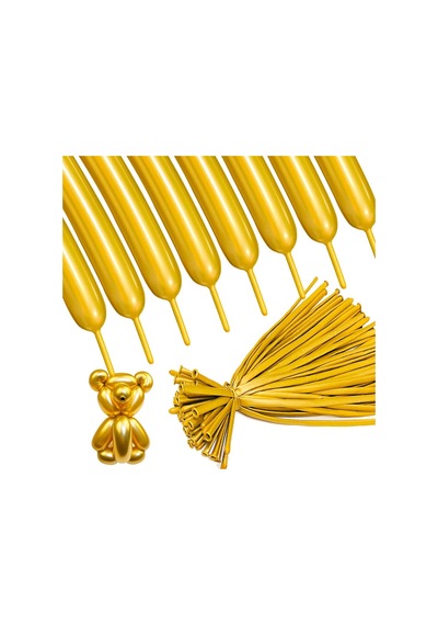 Yüksek Kalite 100 Adet Gold Sosis Balon Metalik Gold Sosis Balon Parlak Sosis Balon Şekil Balonu Altın
