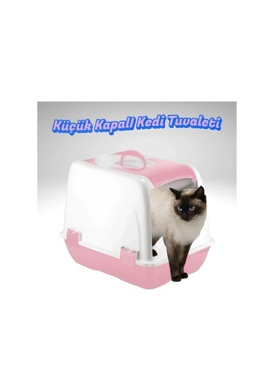 Cazibiz Küçük Kapalı Kedi Tuvaleti-pembe-419471