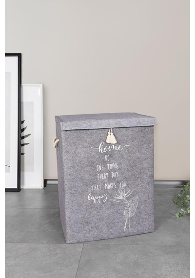 Muomuo Home Keçe Kapaklı Mega Kutu Çamaşır Sepeti Eşya Saklama Kutusu 55X40X30 Cm Gri Diğer