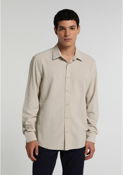 Colin's Colins Regular Fit Shirt Neck Düz Erkek Taş Uzun Kol Gömlek Cl1081843 Q1.v1 Stn