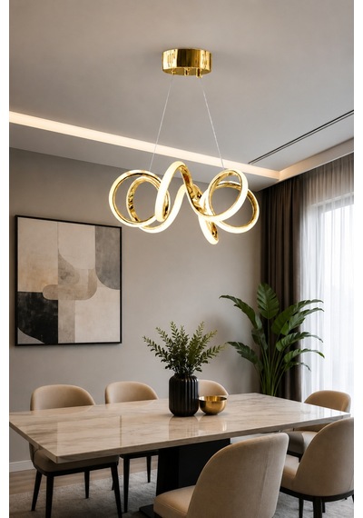 Spiral Model Gold Kaplama Metal Salon Mutfak Oturma Yatak Odası Modern Led Sarkıt Avize