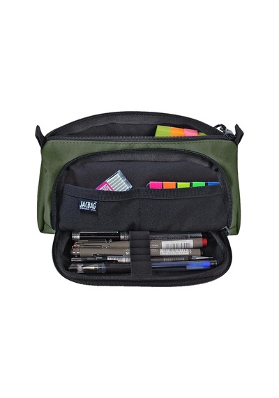 Jacbag Prime Xl-lastik Ayraçlı İki Bölmeli Kalem Kutusu Prime Xl-haki renkli