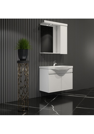 Lilyum Banyo Dolabı Takımı 65Cm Balon Kapak Pk109 Beyaz