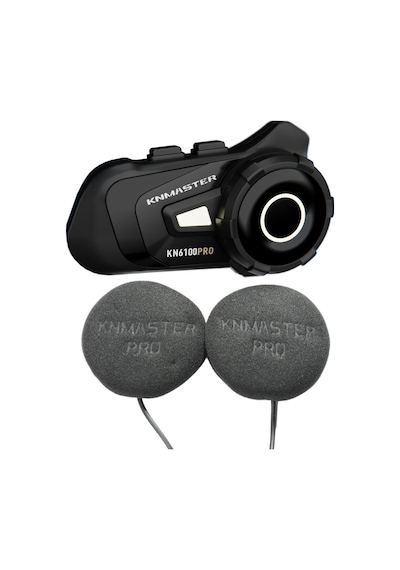 Knmaster Kn6100 Pro3.nesil Motosiklet Kask Intercom Bluetooth İnterkom Kulaklık Seti Karbon Siyah