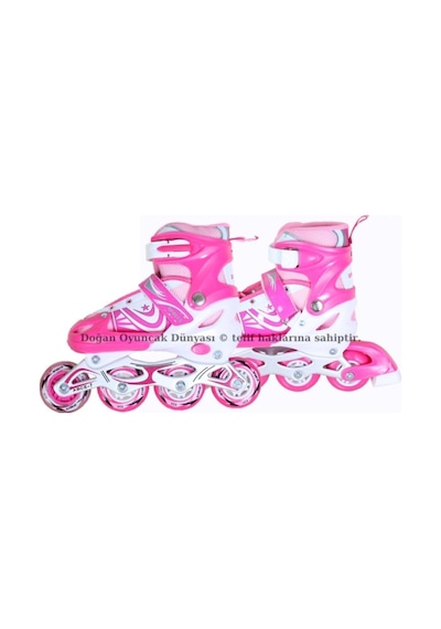Işıklı Metal Gövdeli Ayarlanabilir Pembe Alıştırma Pateni Pembe