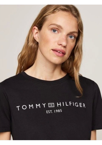 Tommy Hilfiger Reg Corp Logo C-nk Ss Kadın Siyah Badi Ww0ww40276bds Siyah