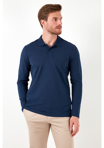 Buratti % 100 Pamuk Slim Fit Polo Yaka Erkek Sweat 5905707 Indigo