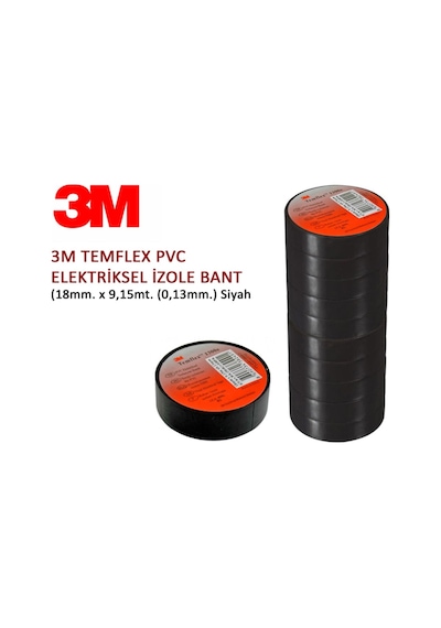 3m Temflex 1300e Pvc Izole Elektrik Bant 10 Adet 8712403019115