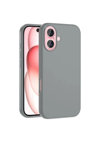 Apple Uyumlu iPhone 16 Plus Kılıf M-safe Şarj Özellikli Sıvı Teknolojili Silinebilir Sert Zore Kivi Kapak Natürel Titanyum
