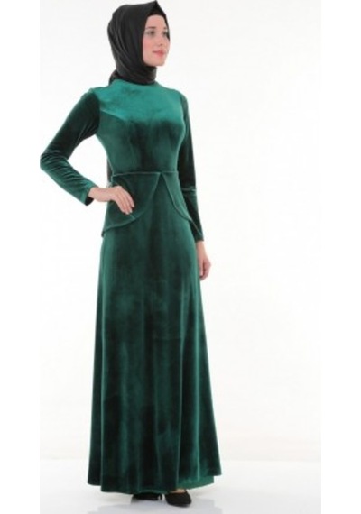 Nidya Moda Büyük Beden Elbise-4044Y Yeşil