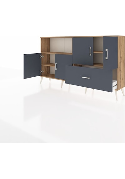Arges Konsol 4 Raflı Tek Çekmeceli 4 Kapaklı 176x30x99 Çam-antras Çam-antrasit Arges Konsol 4 Raflı Tek Çekmeceli 4 Kapaklı 176x30x99 Çam-antras Çam-antrasit