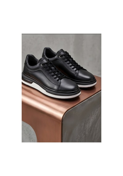 Crc Ayakkabı Urban Elite - Nappa Series Yüksek Tabanlı Deri Sneaker Siyah