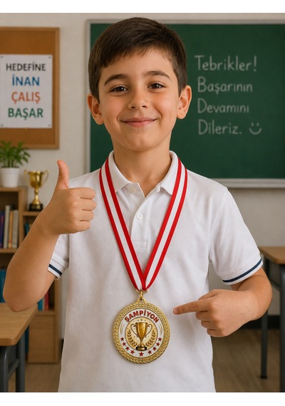 Şampiyon Madalyası - Dijital Baskılı 1. Kalite Madalya Altın