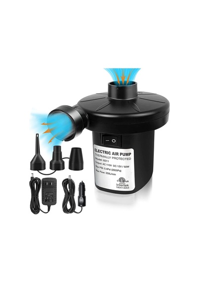 Elektrikli Hava Pompası Şişme Yatak Şişirme Vakumlama 12v Ac/50w Adaptör Ve Çakmaklık Girişli 3 Hava Nozullu Bot Simit Şişme Koltuk Deniz Yatağı Pompa Air Pump