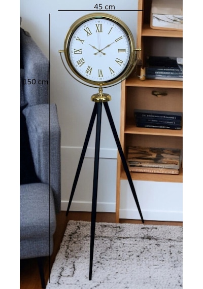 Gold Göz Alıcı Tripod Ayaklı Duvar Saati Çok Renkli
