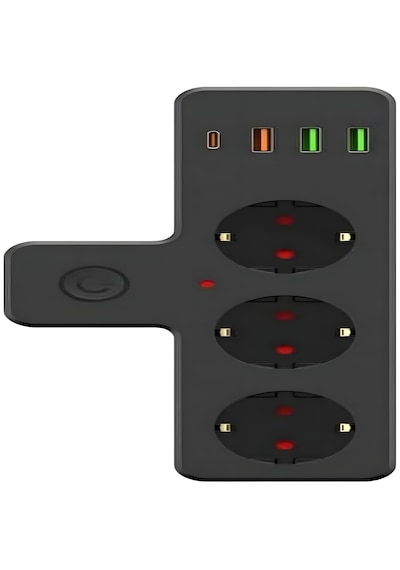 Akım Korumalı 3'lü Priz Çoklayıcı 3 Usb-a 1 Usb-c Çoklu Şarjlı Uzatma Prizi Güvenlik Korumalı Diğer