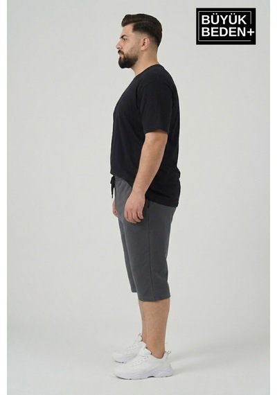 Süperlife Erkek Büyük Beden Şort 3xl-6xl Rahat Kesim Diz Altı Günlük Şort-spr26bsr591 Füme