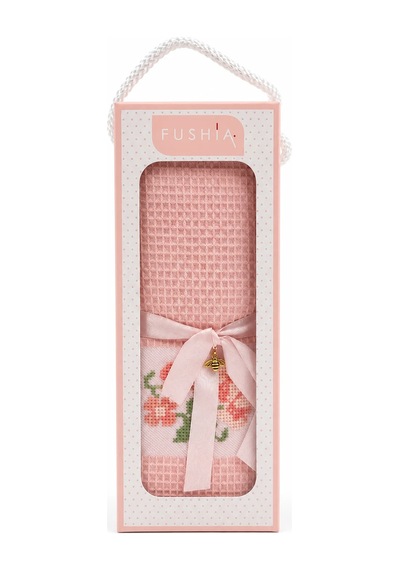 İpekçe Kanaviçe Çiçek İşlemeli Mutfak Havlusu Peçete 1 Li 40x60 Cm Pembe