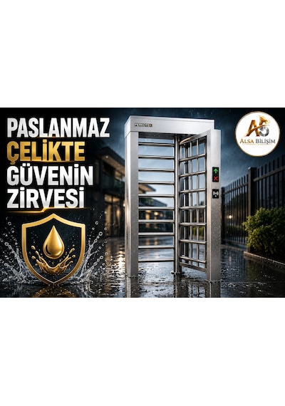 Als - P56 Paslanmaz Çelik Tam Boy Turnike Yüksek Güvenlikli Geçiş Kontrol Sistemi
