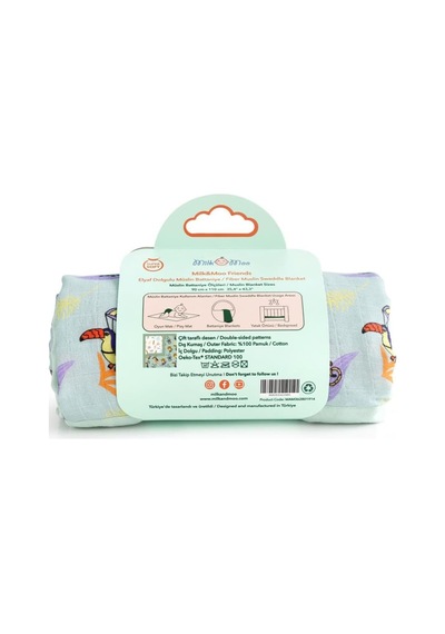 Milk Moo Soft Cuddles Milk&amp Moo Müslin Battaniye Elyaf Dolgulu Jungle Friends Çok Renkli