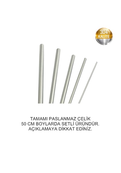 Paslanmaz Çelik Çubuk Mil Ø 3mm - 50 Cm Boylarda - Krom Çelik 4 Adet
