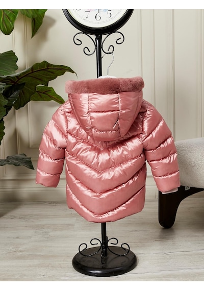 Benitto Kids Kız Bebek Çocuk Kapüşonlu Mont 51360 Pembe