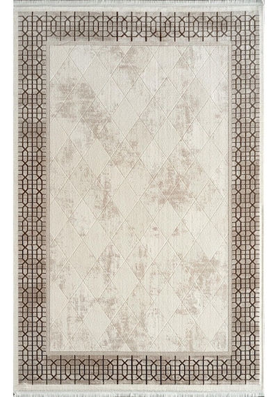Royal Halı Kim Royal Kc06a Krem Vizon Akrilik Yumuşak Dokulu Modern Çerçeveli Halı