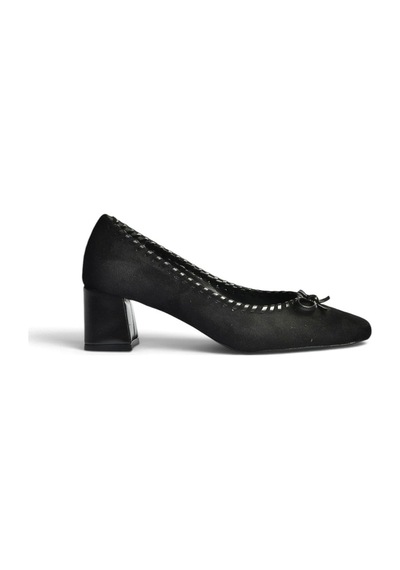 Fox Shoes Z820036602 Siyah Süet Kalın Topuklu Kadın Ayakkabı