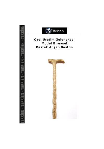 Terrien Özel Üretim Geleneksel Model Bireysel Destek Ahşap Baston Kahverengi