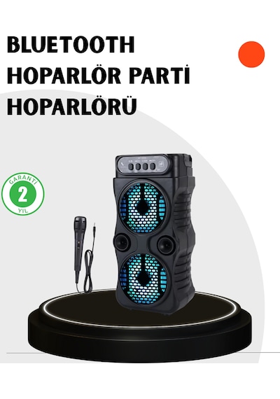 Bluetooth Bağlantılı Led Işıklı Taşınabilir Hoparlör 1200 Mah Şarjlı, Fm Radyolu - Lisinya
