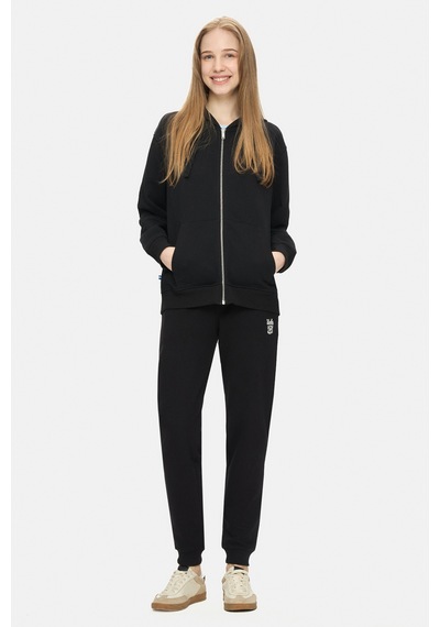 Ucla Vıvıana Siyah Kapüşonlu Baskılı Fermuarlı Standard Fit Kadın Sweatshirt Siyah