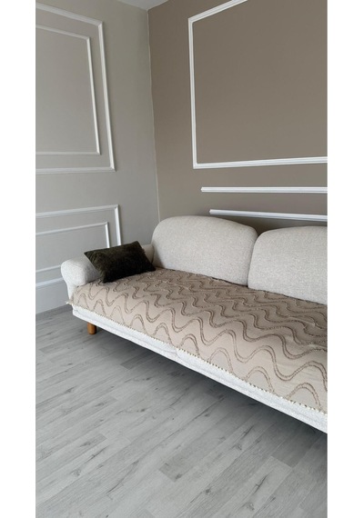 Diletto Bohem Ponponlu Dalgalı Oturma Yerini Kapatan Koltuk Örtüsü Vizon 90 X 200 Vizon