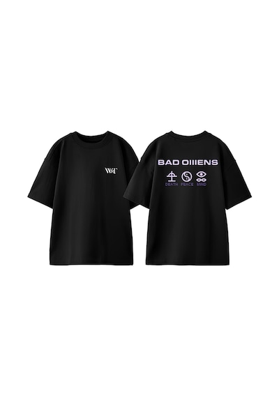 Thewert Bad Omens Mor Logo Tasarım Sırt Baskılı Pamuk Siyah Oversize T-shirt