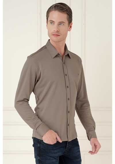 Efor G 1580 Slim Fit Vizon Klasik Gömlek Vizon