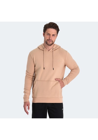 Slazenger KEANS IN Erkek Kapüşonlu Cepli Açık Kahve Sweatshirt