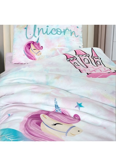 Unicornland Tek Kişilik %100 Pamuk Ranforce Nevresim Takımı Lila 3 Parça