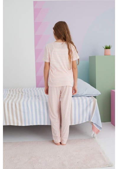 Siyah İnci Pamuklu Örme Pijama Takım 24117055 Çok Renkli