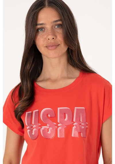 U.S. Polo Assn. Kadın Kırmızı Bisiklet Yaka Tişört 50299764-VR213