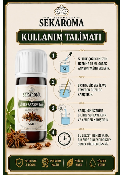Göbek Anason Yağı 15 Ml 5 Litreye Uyumlu