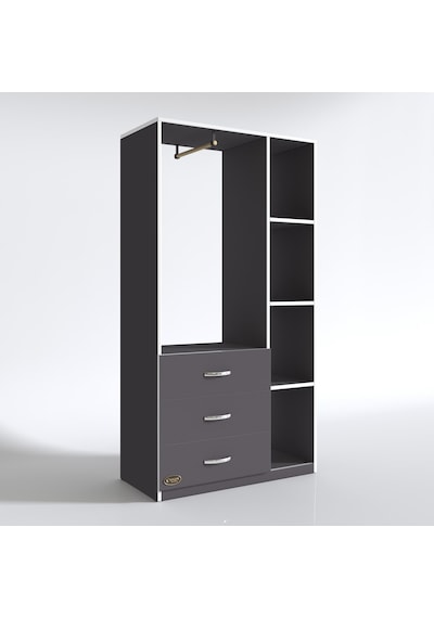 Kenzlife giysi dolabı ökkeş 175*90*40 gri gardırop 3 çekmeceli