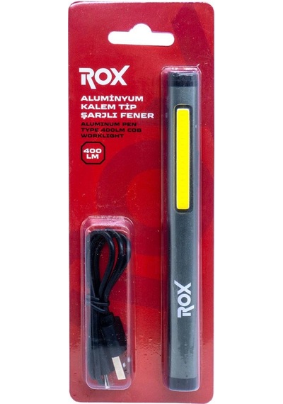 Rox 0231 Alüminyum Kalem Tip Mıknatıslı Şarjlı Fener 400 Lümen Siyah