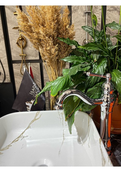 İsaoğlu Yapı Çanak Lavabo Bataryası Lavabo Bataryası Çanak Lavabo Musluğu Krom Gümüş Gümüş