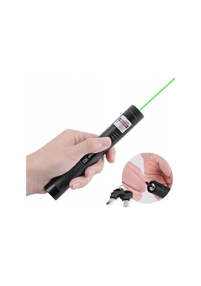 Powermaster Om-120118650 Pilli Şarjlı Anahtar Emniyetli Yeşil Lazer Pointer 50 Km
