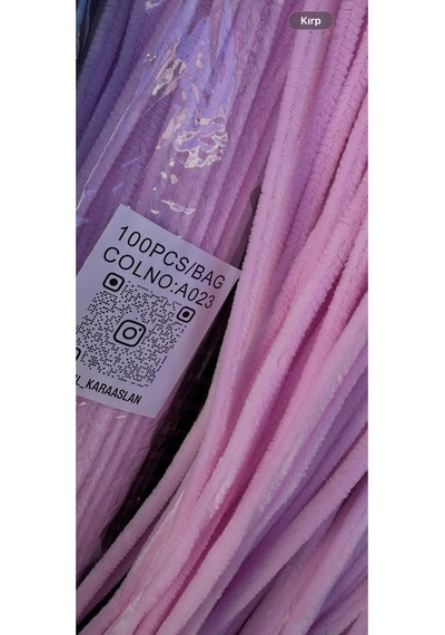 Şönil 100 Lü Pembe A023 Renk Kod 30 Cm - Yoğun Tüylü Hobi Çubuğu Tel El İşi 100 Lü Paket