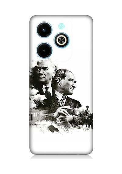 İnfinix Hot 40i Uyumlu Siyah Beyaz Mustafa Kemal Atatürk Desenli Silikon Kılıf