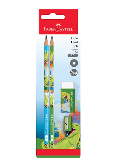 3 Adet Faber Castell Dino Kurşun Kalem&silgi&kalemtıraş